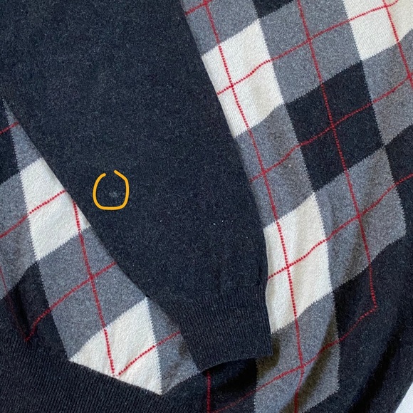 HATHAWAY PLATINUM MEN’S 100% CASHMERE PULLOVER SWEATER ARGYLE V-NECK SIZE L - Picture 14 of 16